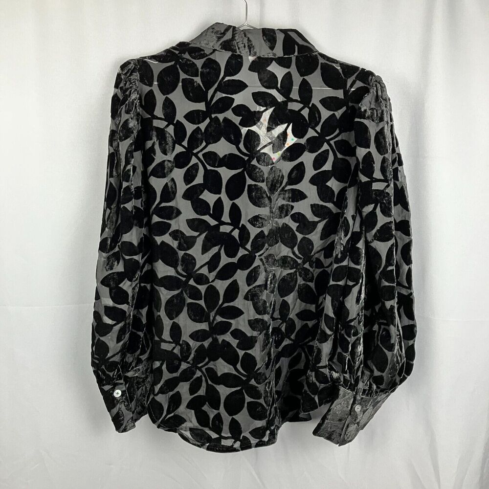 Gretchen Scott Sheer Velvet Burnout Blouse Women XL Designer Boho Whimisigoth - Picture 6 of 9